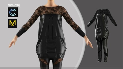 Female Modern Clothing Marvelous Designer/Clo3d project + OBJ + FBX