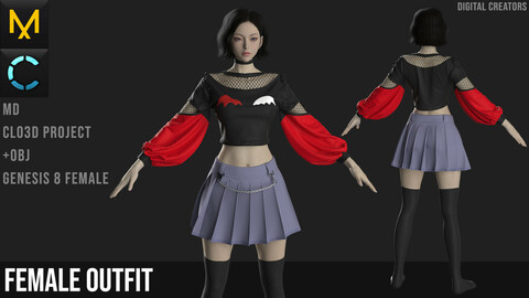 Female outfit. Marvelous Designer / Clo 3D project +obj