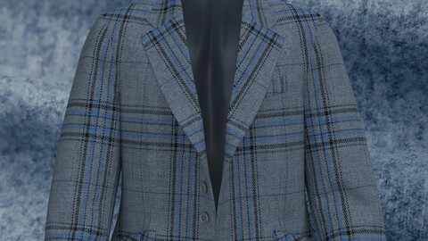 Men wool checks blazer 3D model