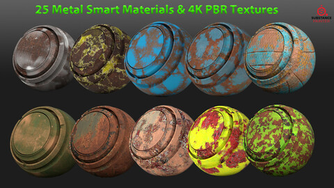 25 Metal Smart Materials & 4k PBR Texture-Vol 1