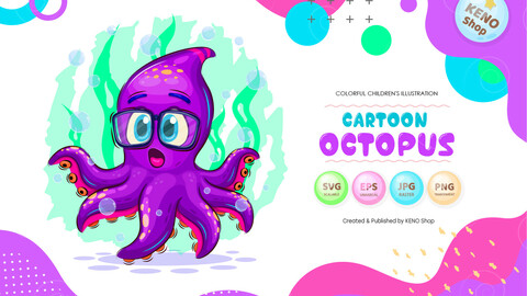 Cartoon surprised octopus