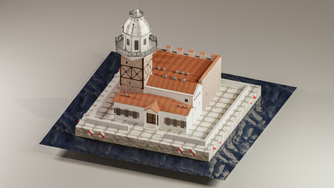 Maiden Towers Stylized Low Poly 3D Model