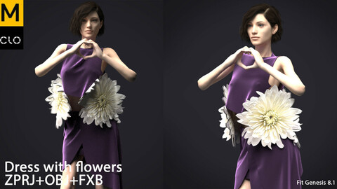 Girl in dress with flowers