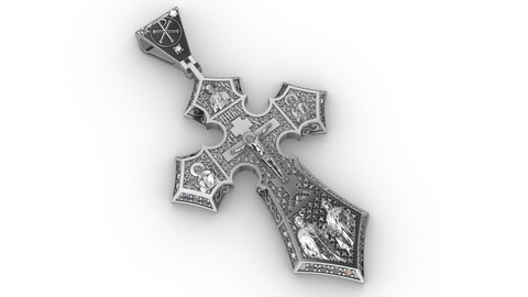 Orthodox cross with savior and saints