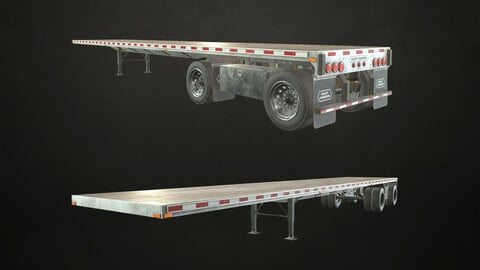 Semi Trailer Flatbed - Low Poly