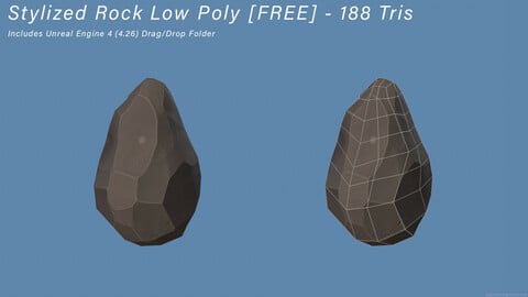 Low Polygon Stylized Rock - FREE - UE4 Unity Compatible Free low-poly 3D model