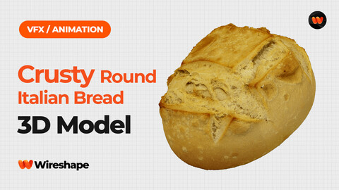Crusty Round Italian Bread - Extreme Definition 3D Scanned
