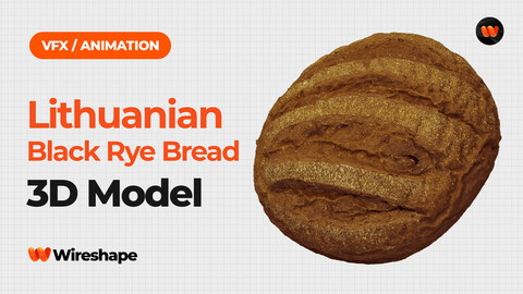 Lithuanian Black Rye Bread - Extreme Definition 3D Scanned