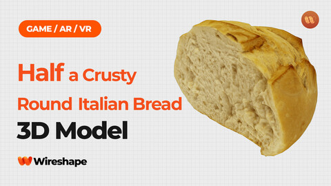 Half a Crusty Round Italian Bread - Real-Time 3D Scanned