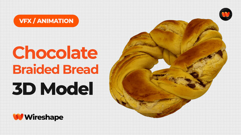 Chocolate Chip Braided Bread - Extreme Definition 3D Scanned