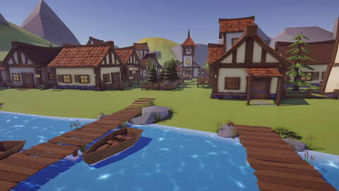 Low Poly Medieval Village