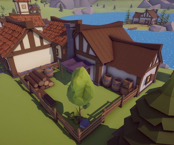 ArtStation - Low Poly Medieval Village - Asset for Unity 3D, Map and ...