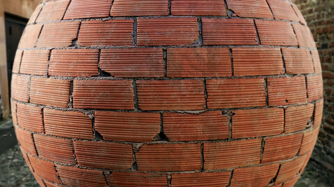 PBR - BRICK WALL, OLD, HOLLOW, STRIPES - 4K MATERIAL