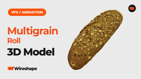 Multigrain Roll - Extreme Definition 3D Scanned