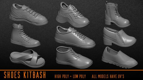 Shoes Kitbash ( OBJ / ZTL / Fbx )