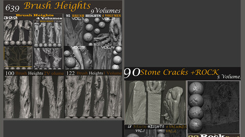 Z brush - Trunk Detail Brushes 10 Volumes + stone cracks + rock 6 volumes
