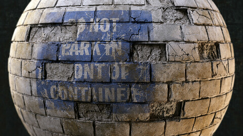 PBR - BRICK WALL, CITY, PACK, WARNING, SING, DIRT, CRACKS, SMOG - TWO 4K MATERIALS