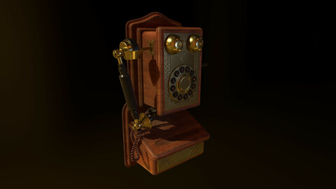 Retro Wall Phone Low-poly 3D model