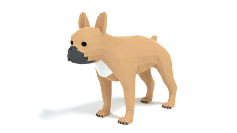 Low Poly Cartoon French Bulldog