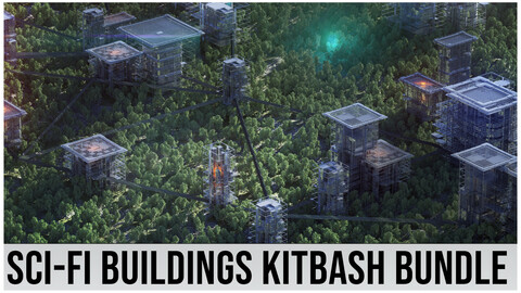 Unique Sci-Fi Cyberpunk Futuristic City Buildings KITBASH
