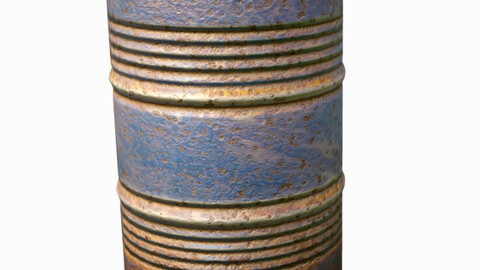 rusty metal barrel blue