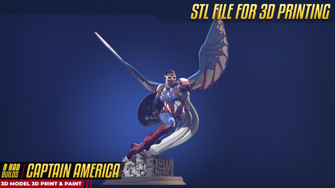 3D Printable CAPTAIN AMERICA 2 (Dynamic Pose) STL Model