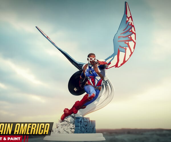 ArtStation - 3D Printable CAPTAIN AMERICA 2 (Dynamic Pose) STL Model ...