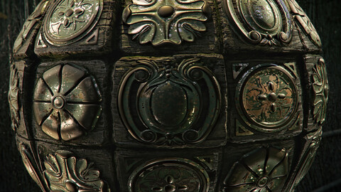 PBR - BRICKS  WOOD WALL, MEDIEVAL, ORNAMENTS - 4K MATERIAL