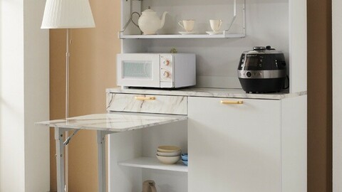 Dinner 1200 Wide Folding Dining Table Cabinet Set 6colors