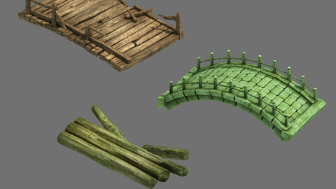 Field - Stone Bridge - Wooden Bridge 03