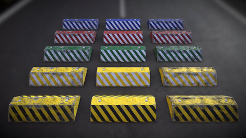 Concrete Traffic Lane Separator - 4K PBR Pack