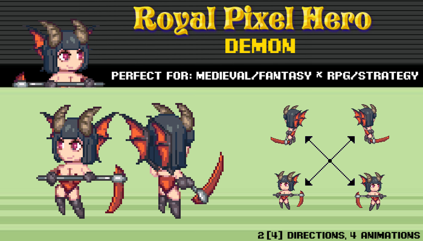 Artstation Pixel Art Chibi Demon Royal Pixel Isometric Game Assets