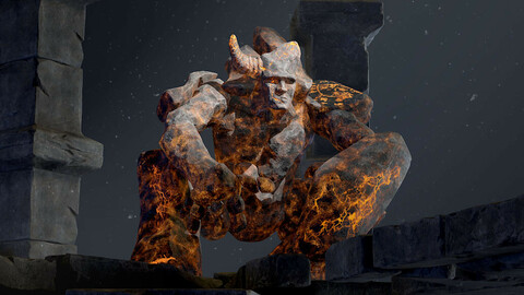 Stone Golem - 5 variations of materials (Rigged with Epic Skeleton)