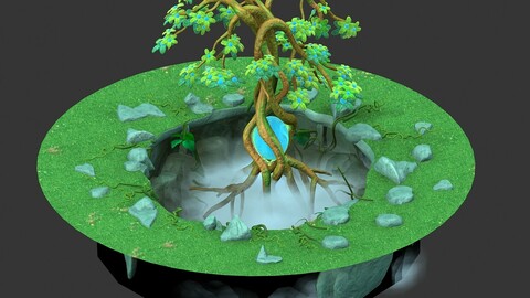 Cartoon Sky City - Cool Heavenly Tree