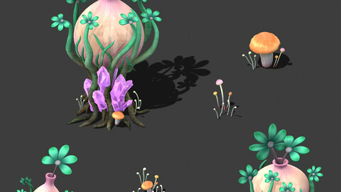 Cartoon Sky City - Water Bottle Grass