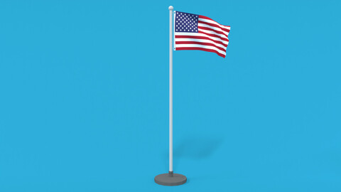 Low Poly Seamless Animated USA Flag