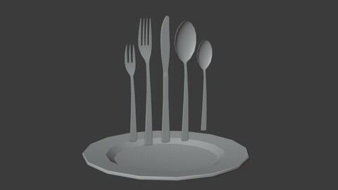 Cutlery set with a plate