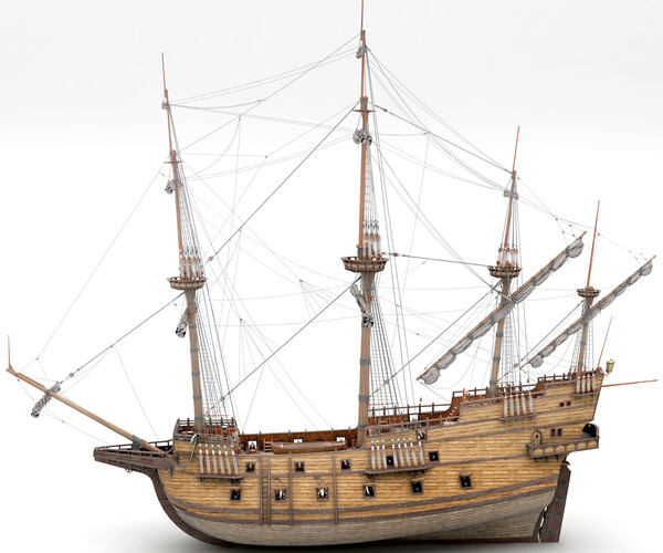 ArtStation - This 3D Galleon includes a fully detailed interior 01 ...