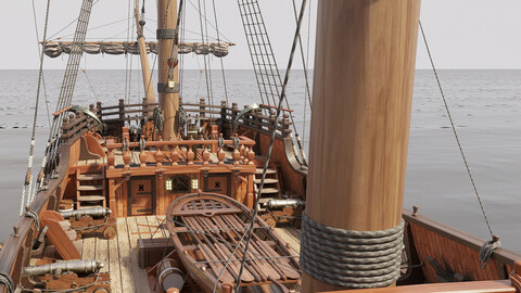 Galleon with interior