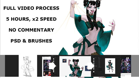 Harpist full video process, 5 hours, 2x speed
