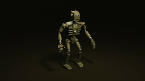 Mechanical Robot in Steampunk style Low-poly 3D model