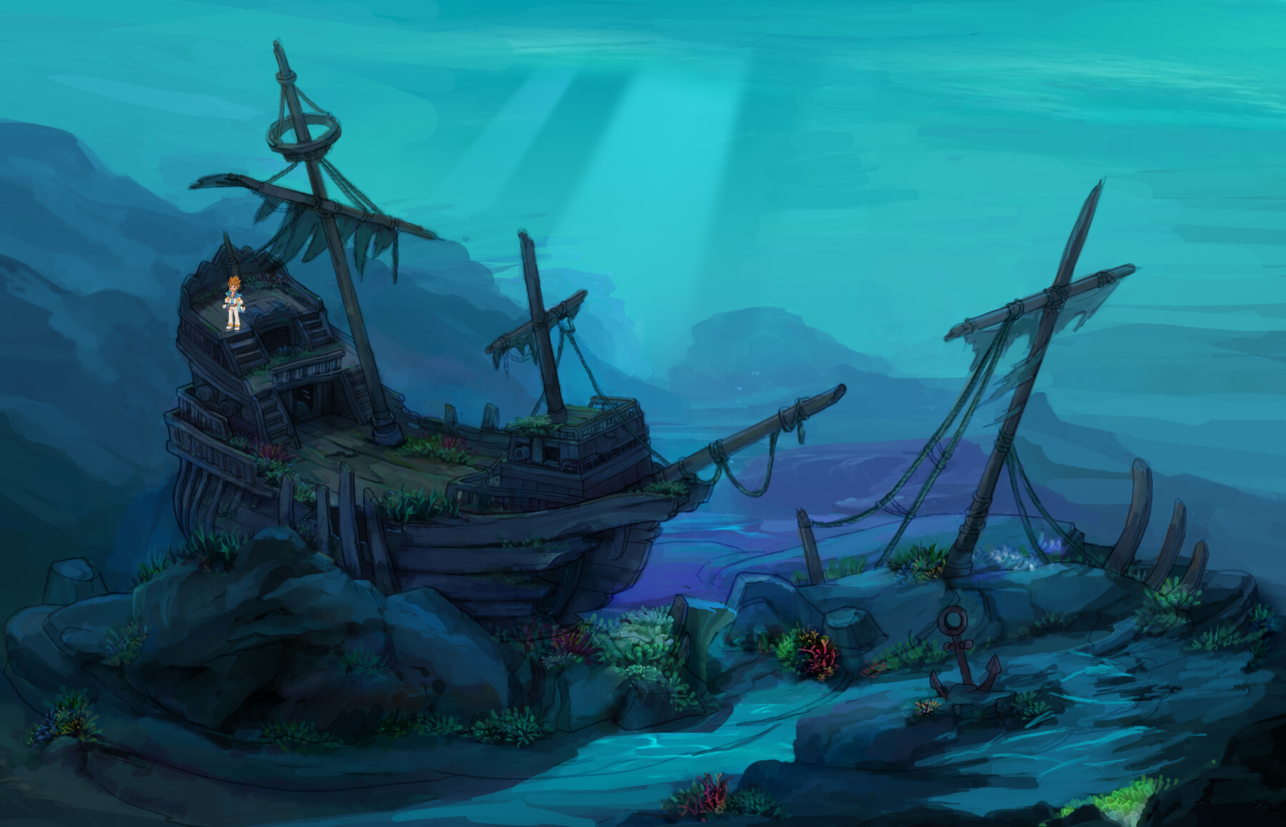 ArtStation - Cartoon Undersea City - Shipwreck 02 | Game Assets