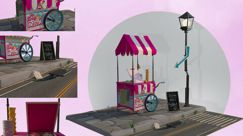 ice cream cart 3d