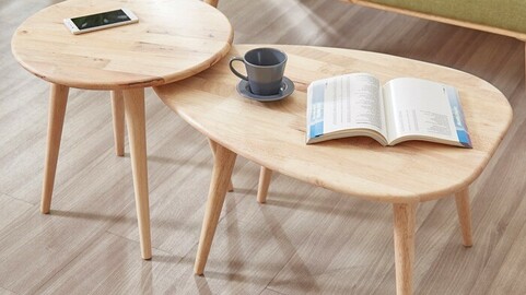 Lena Solid Wood Ellipse Tea Table Set