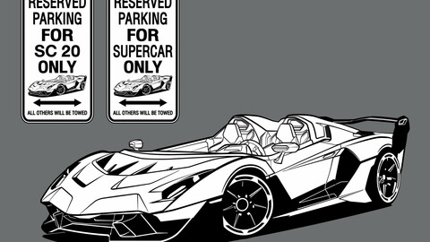 DIGITAL FILE VECTOR / Sign Parking Supercar Only SC20_02