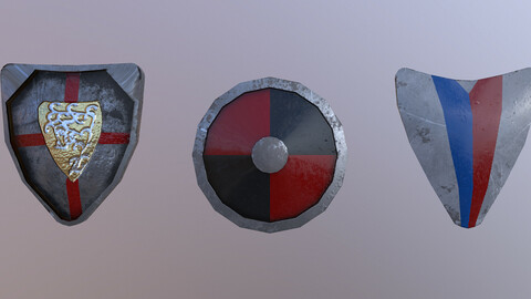 Low Poly Shileds 3D Model free