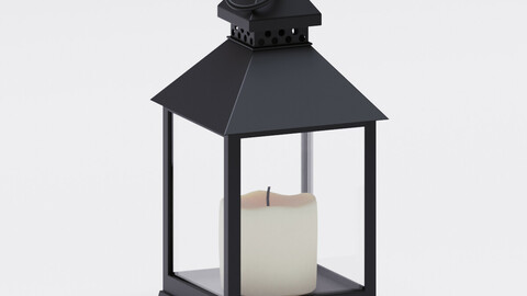Realistic lantern whith a candle