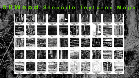 50 Wood  Damege  Stencile Texture Map - VOL 01