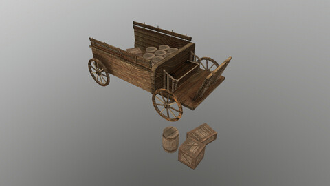 Medieval Cart 2 3D Model