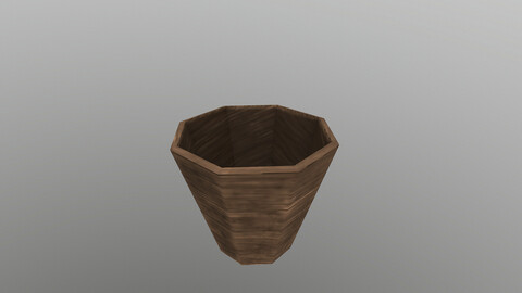 Low Poly Wooden Bucket 3D Model free
